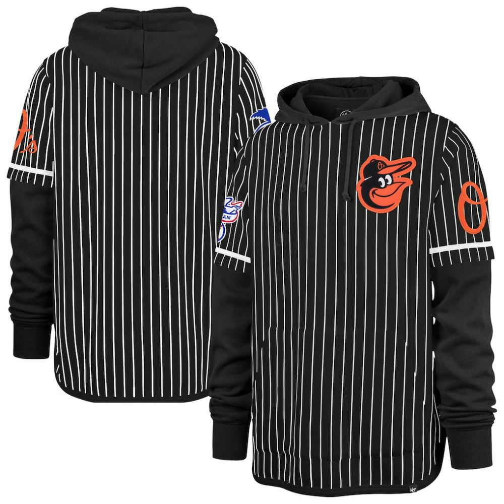 MLB Baltimore Orioles '47 Pinstripe Double Header Pullover Hoodie