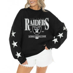 Gameday Couture Women's Rhinestone Star Sleeve Settle the Score Oversized Tri-Blend Pullover - Las Vegas Raiders