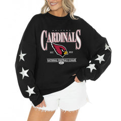 Gameday Couture Women's Rhinestone Star Sleeve Settle the Score Oversized Tri-Blend Pullover - Arizona Cardinals