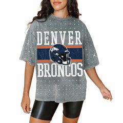 Gameday Couture Women's Oversized Mini Rhinestone Classic T-Shirt - Denver Broncos