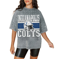 Gameday Couture Women's Oversized Mini Rhinestone Classic T-Shirt - Indianapolis Colts