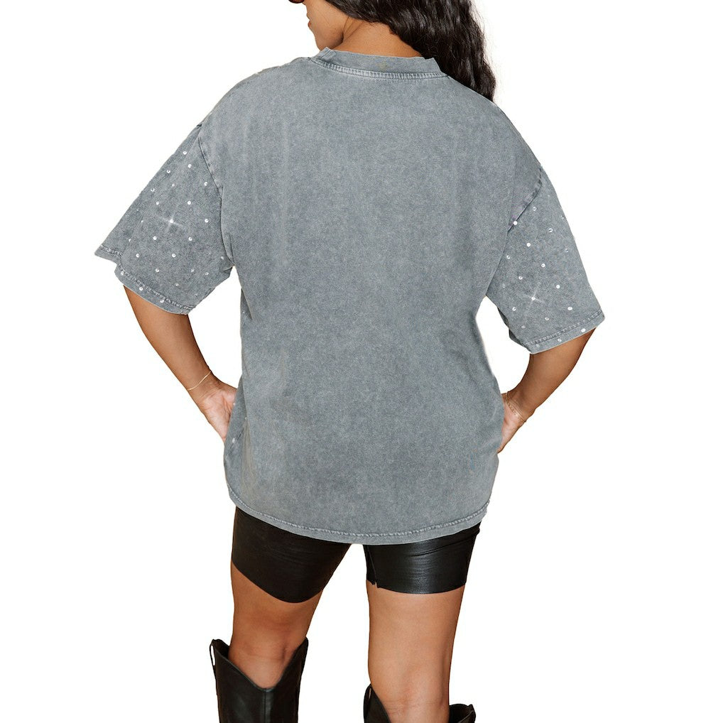 Gameday Couture Women's Oversized Mini Rhinestone Classic T-Shirt - Baltimore Ravens