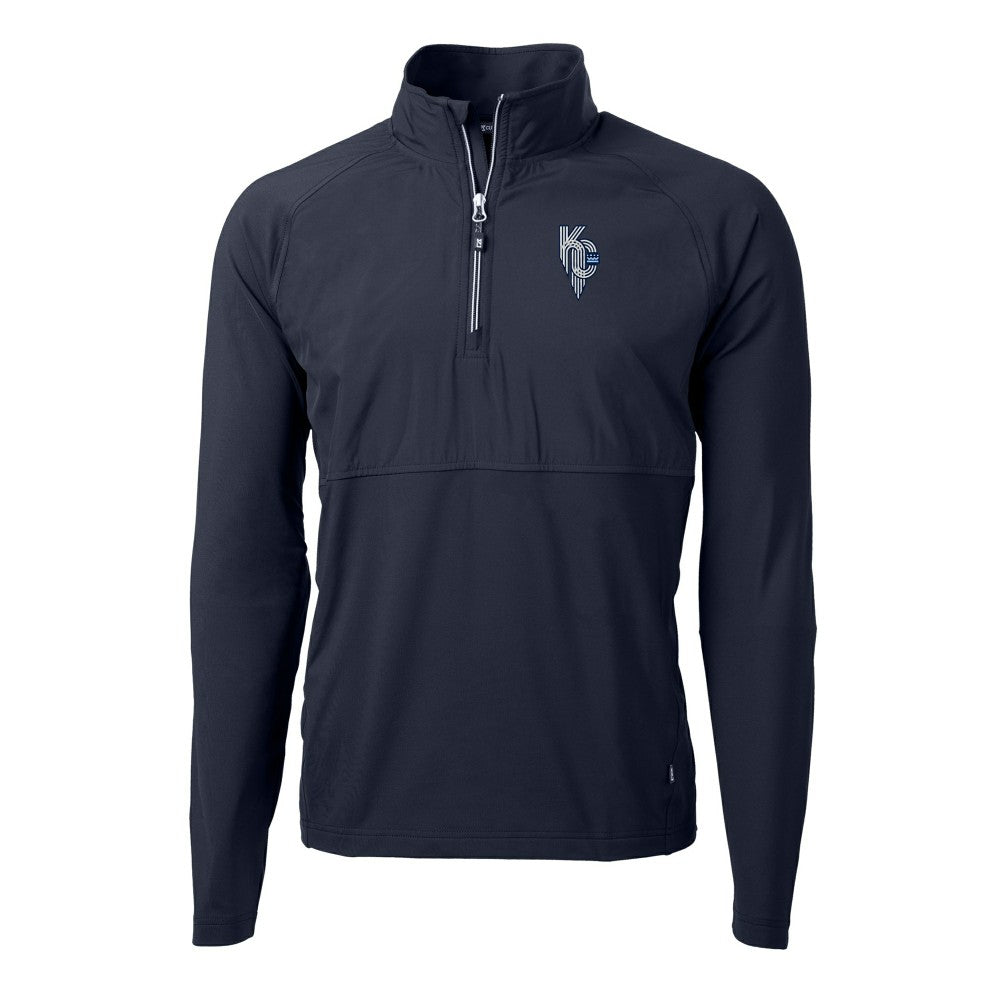 MLB Kansas City Royals Cutter & Buck Adapt Eco Knit Hybrid Recycled Quarter-Zip Pullover Top