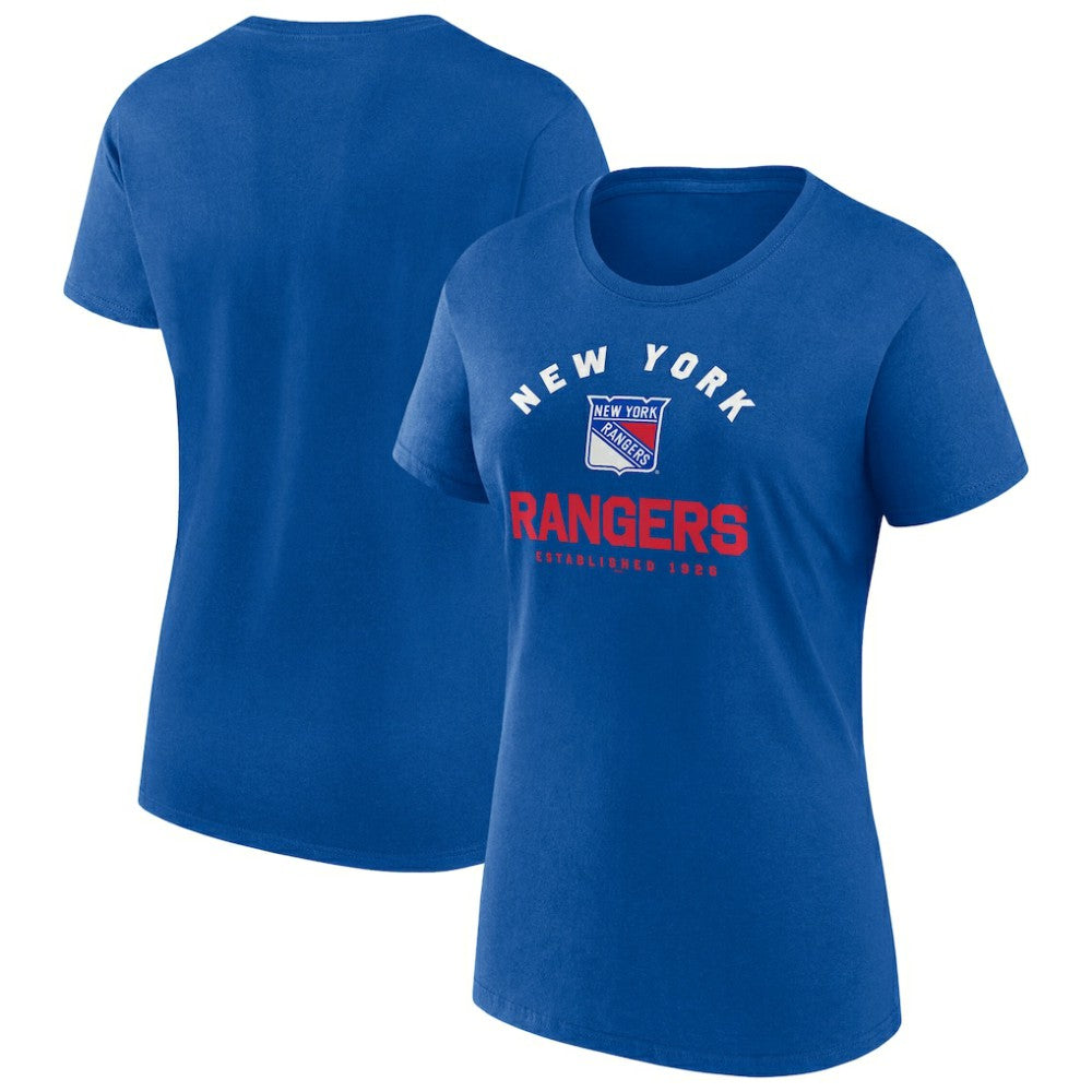 NHL Blue New York Rangers Logo Athletic Women's Unrivaled T-Shirt