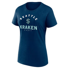 NHL Navy Seattle Kraken Logo Athletic Women's Unrivaled T-Shirt