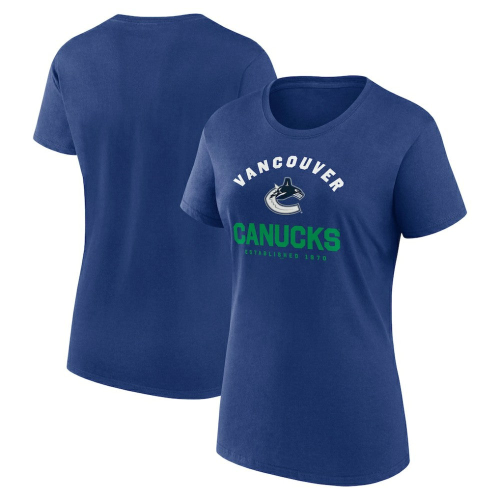 NHL Blue Vancouver Canucks Logo Athletic Women's Unrivaled T-Shirt