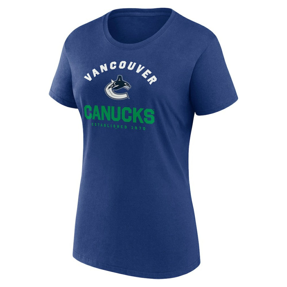 NHL Blue Vancouver Canucks Logo Athletic Women's Unrivaled T-Shirt