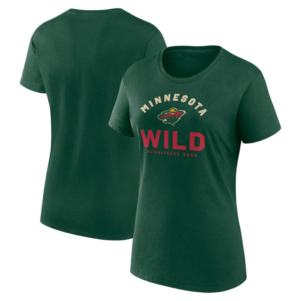 NHL Green Minnesota Wild Logo Athletic Women's Unrivaled T-Shirt