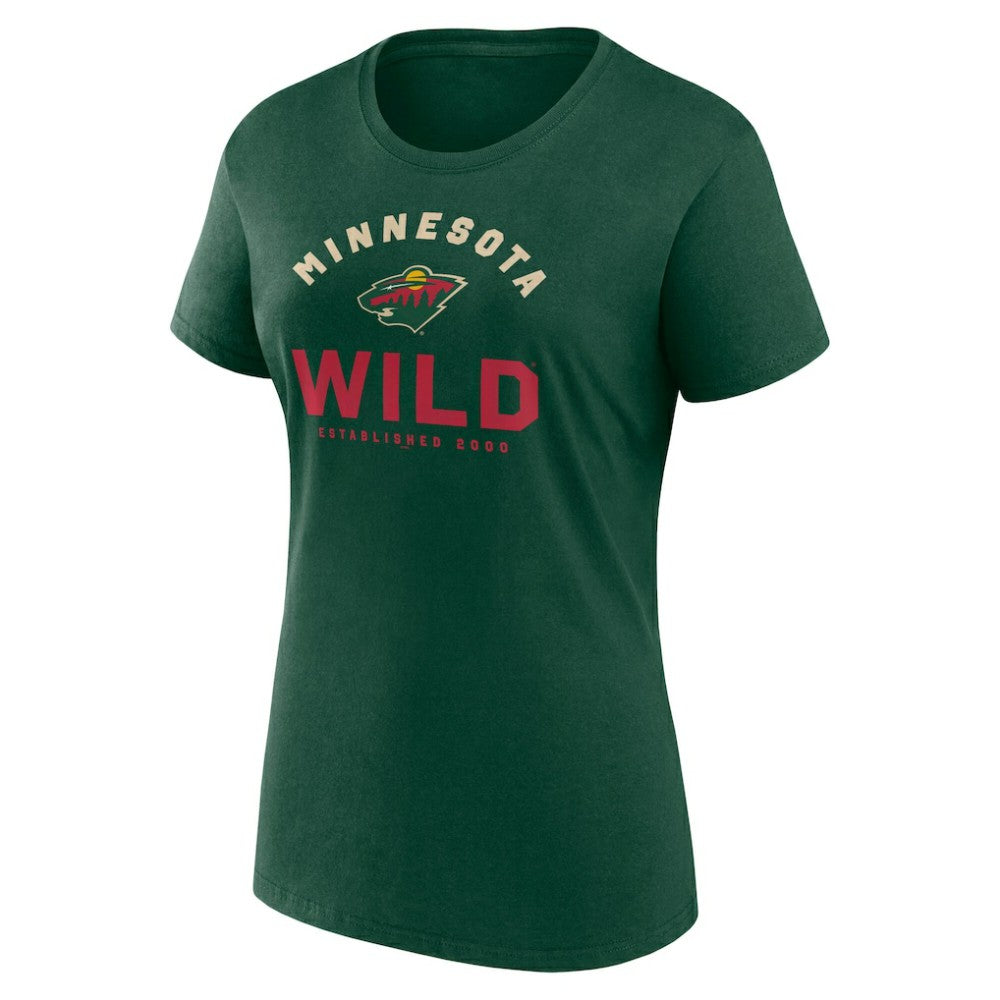 NHL Green Minnesota Wild Logo Athletic Women's Unrivaled T-Shirt