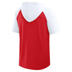 NHL Red Detroit Red Wings Logo Athletic Prime Raglan Short Sleeve Pullover Hoodie