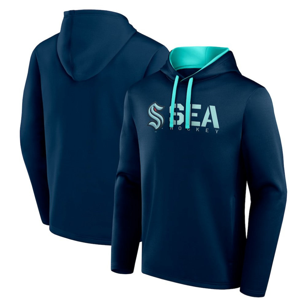 NHL Navy Seattle Kraken Logo Athletic Head Start Pullover Hoodie