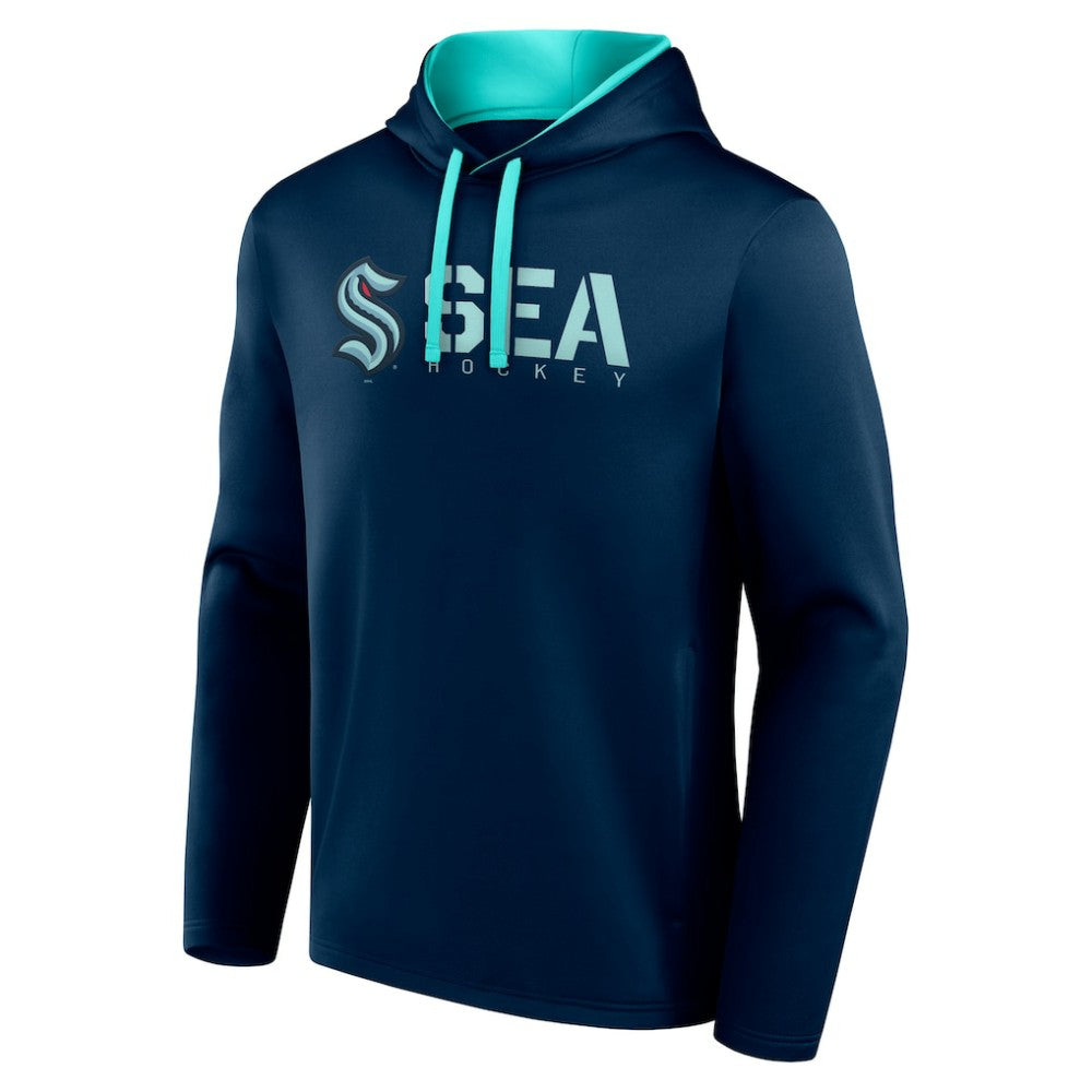 NHL Navy Seattle Kraken Logo Athletic Head Start Pullover Hoodie