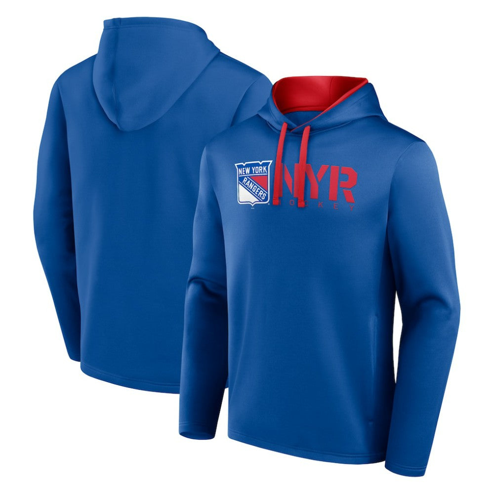 NHL Blue New York Rangers Logo Athletic Head Start Pullover Hoodie