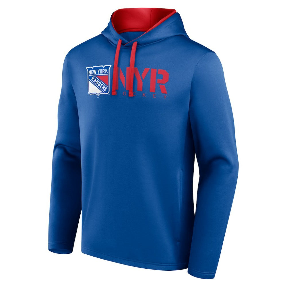 NHL Blue New York Rangers Logo Athletic Head Start Pullover Hoodie