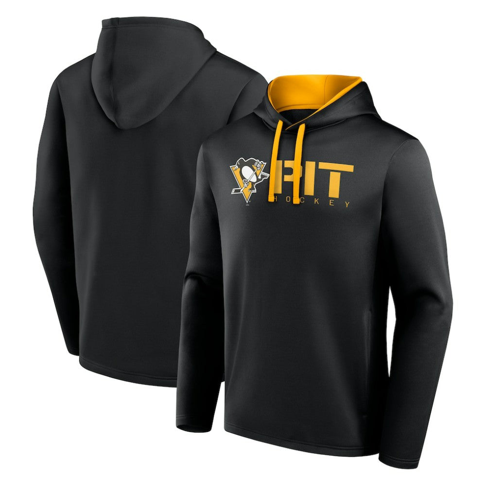 NHL Black Pittsburgh Penguins Logo Athletic Head Start Pullover Hoodie