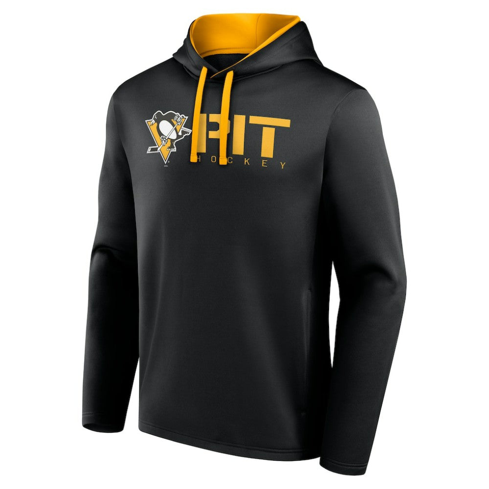 NHL Black Pittsburgh Penguins Logo Athletic Head Start Pullover Hoodie