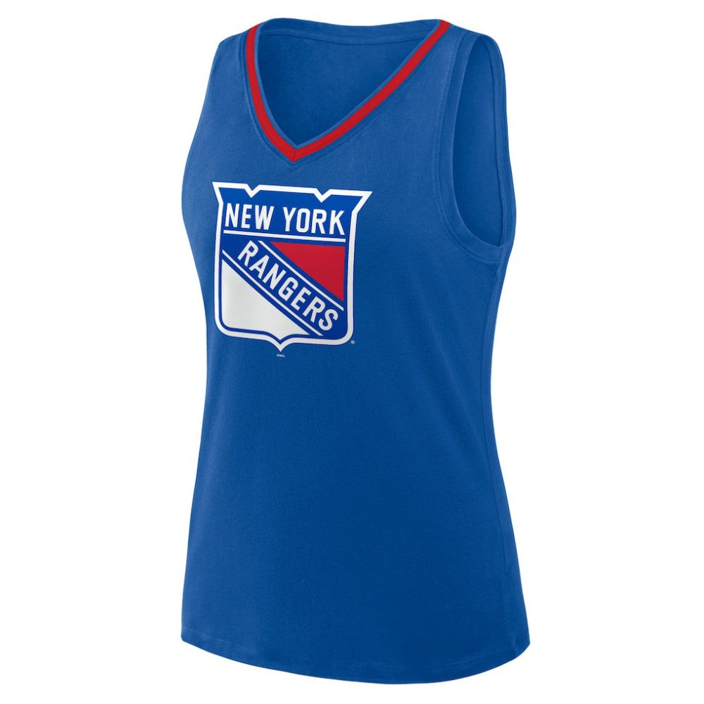 NHL Blue New York Rangers Logo Athletic Women's Stellar Win V-Neck Tank Top