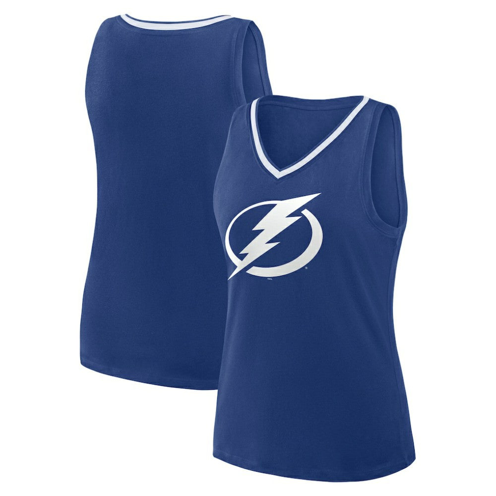 NHL Blue Tampa Bay Lightning Logo Athletic Women's Stellar Win V-Neck Tank Top