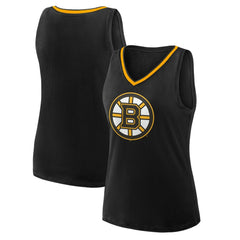 NHL Black Boston Bruins Logo Athletic Women's Stellar Win V-Neck Tank Top