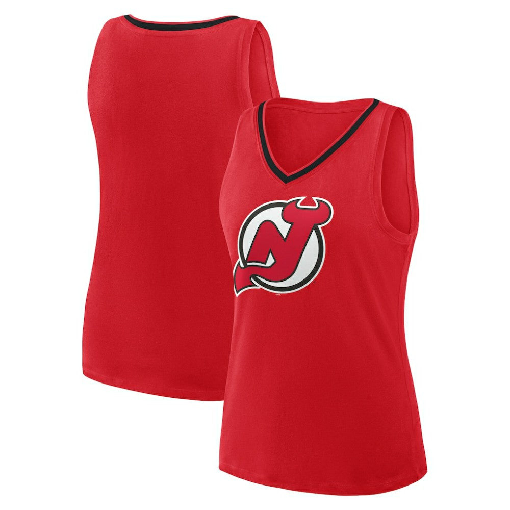 NHL Red New Jersey Devils Logo Athletic Women's Stellar Win V-Neck Tank Top