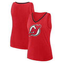 NHL Red New Jersey Devils Logo Athletic Women's Stellar Win V-Neck Tank Top