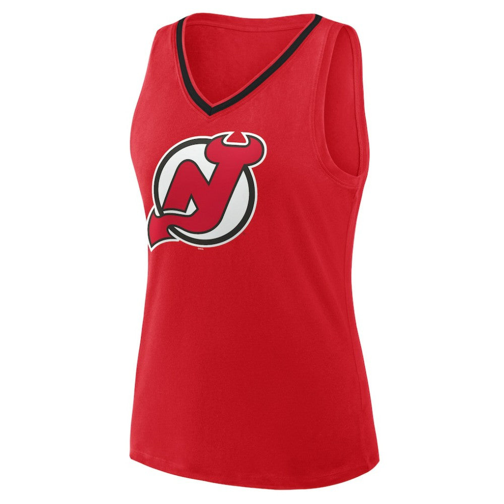 NHL Red New Jersey Devils Logo Athletic Women's Stellar Win V-Neck Tank Top
