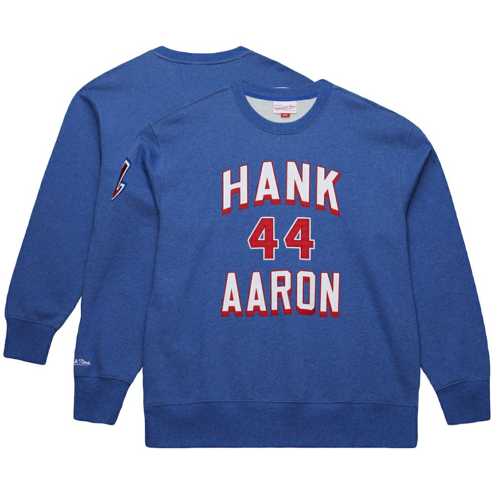 MLB Hank Aaron Atlanta Braves Mitchell & Ness Legends Collection Vintage Logo Fleece Name & Number Pullover Sweatshirt