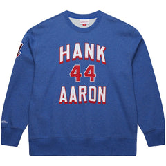 MLB Hank Aaron Atlanta Braves Mitchell & Ness Legends Collection Vintage Logo Fleece Name & Number Pullover Sweatshirt