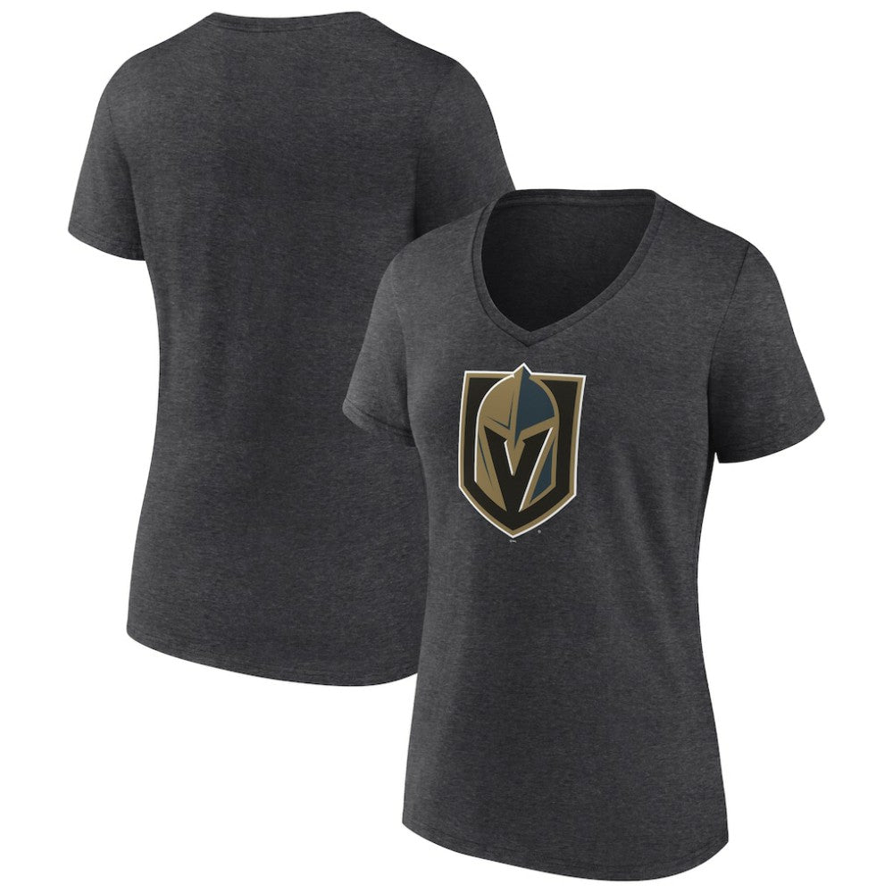 NHL Charcoal Vegas Golden Knights Women's Primary Logo V-Neck T-Shirt