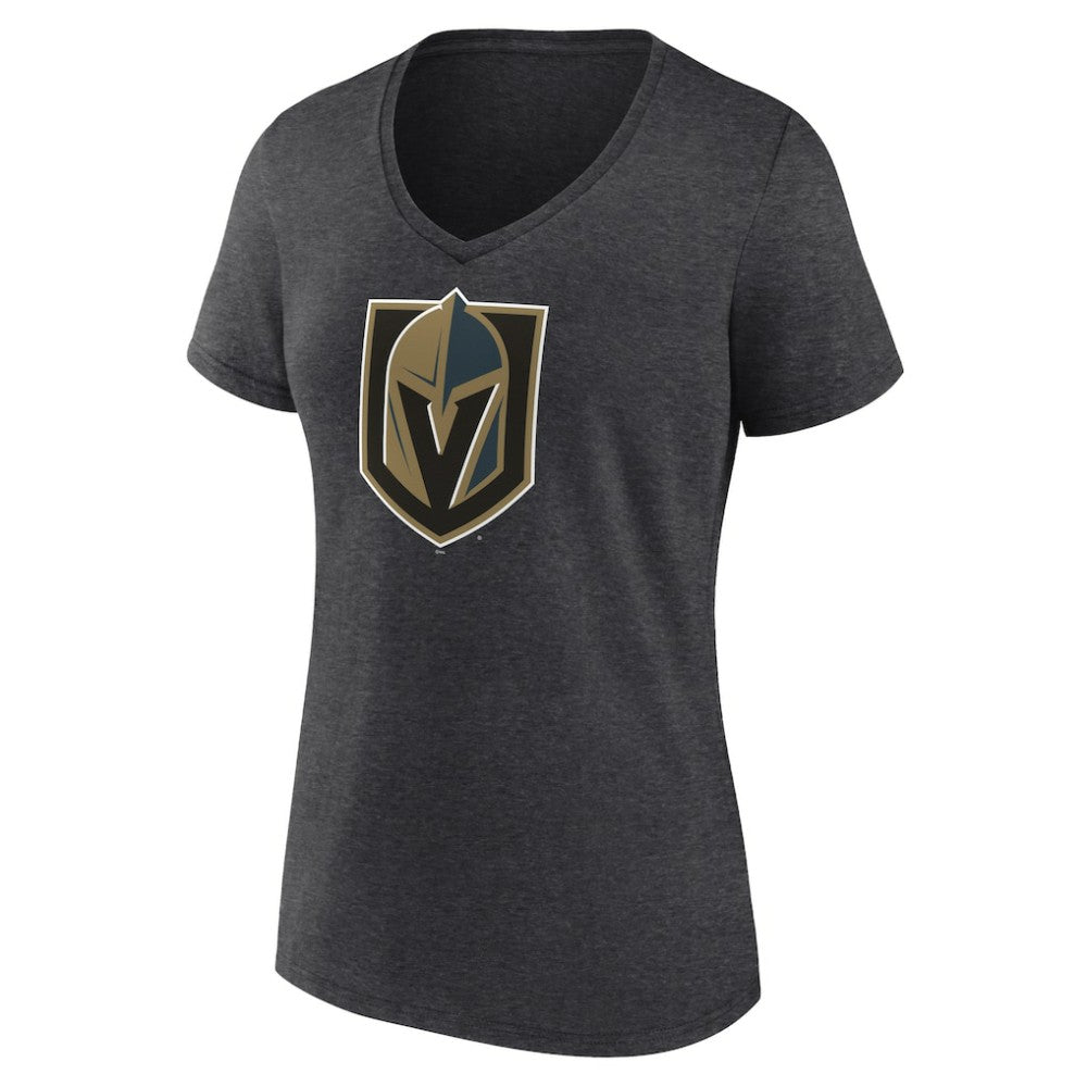 NHL Charcoal Vegas Golden Knights Women's Primary Logo V-Neck T-Shirt