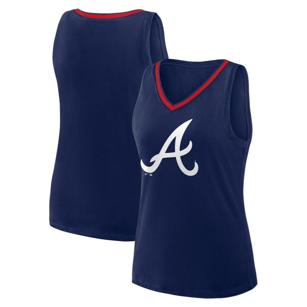 MLB Atlanta Braves Logo Athletic Women's Stellar Win V-Neck Tank Top