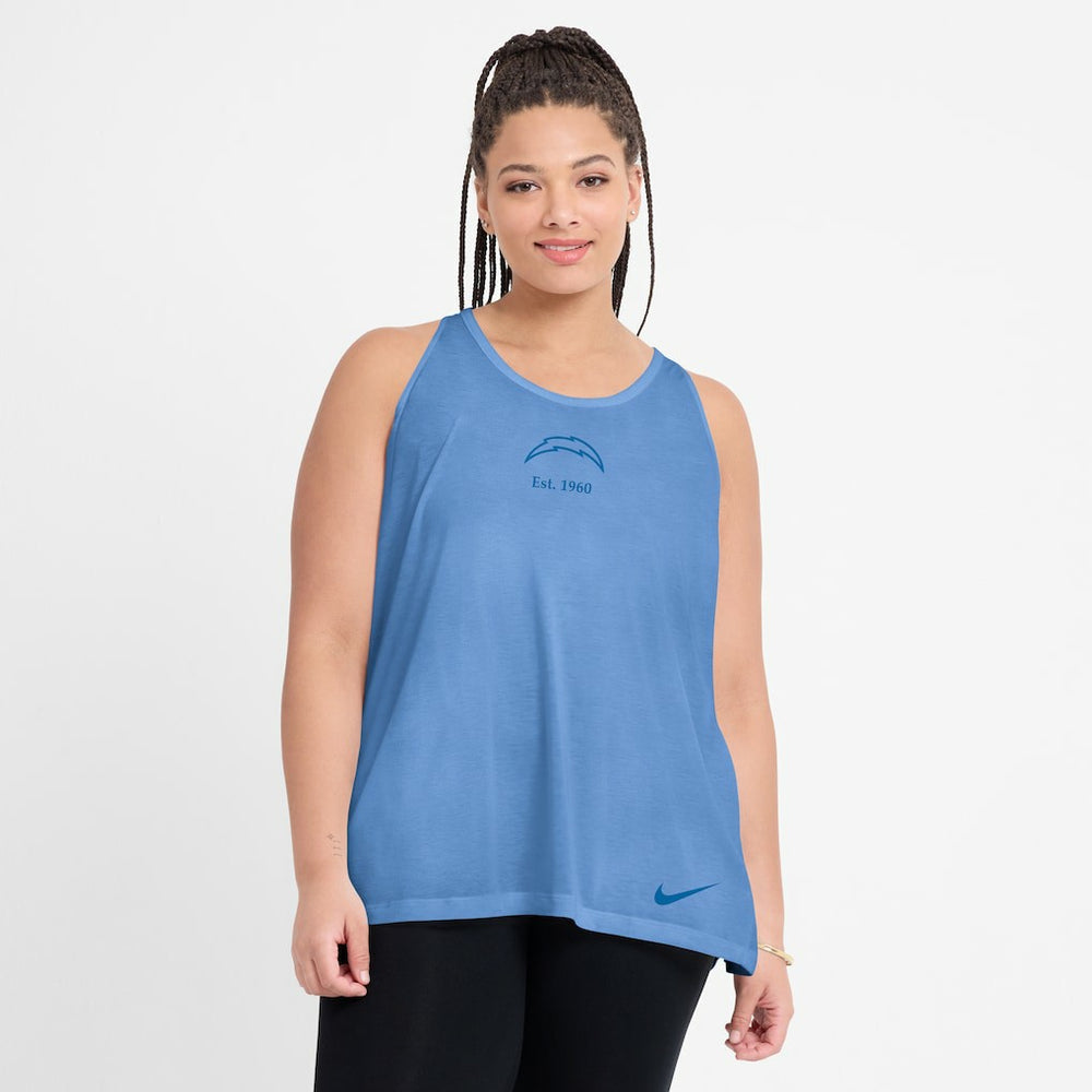 Women's Glory Open-Back Crisscross Dri-FIT Tank Top - Los Angeles Chargers