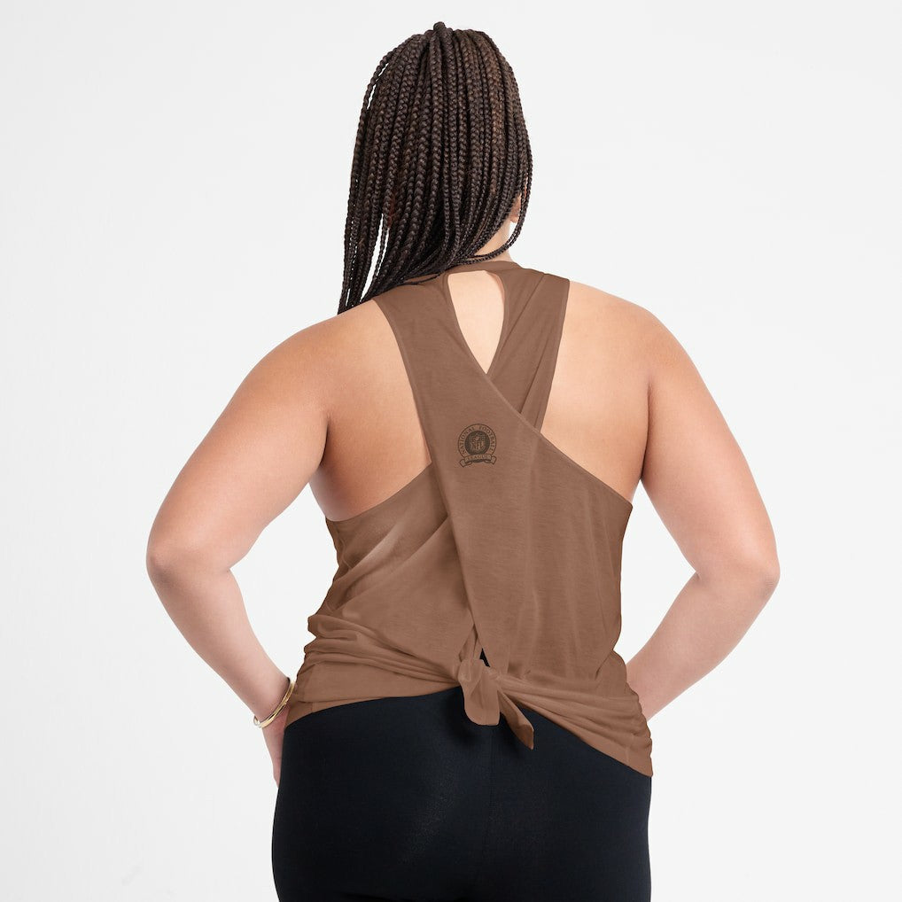 Women's Glory Open-Back Crisscross Dri-FIT Tank Top - Cleveland Browns