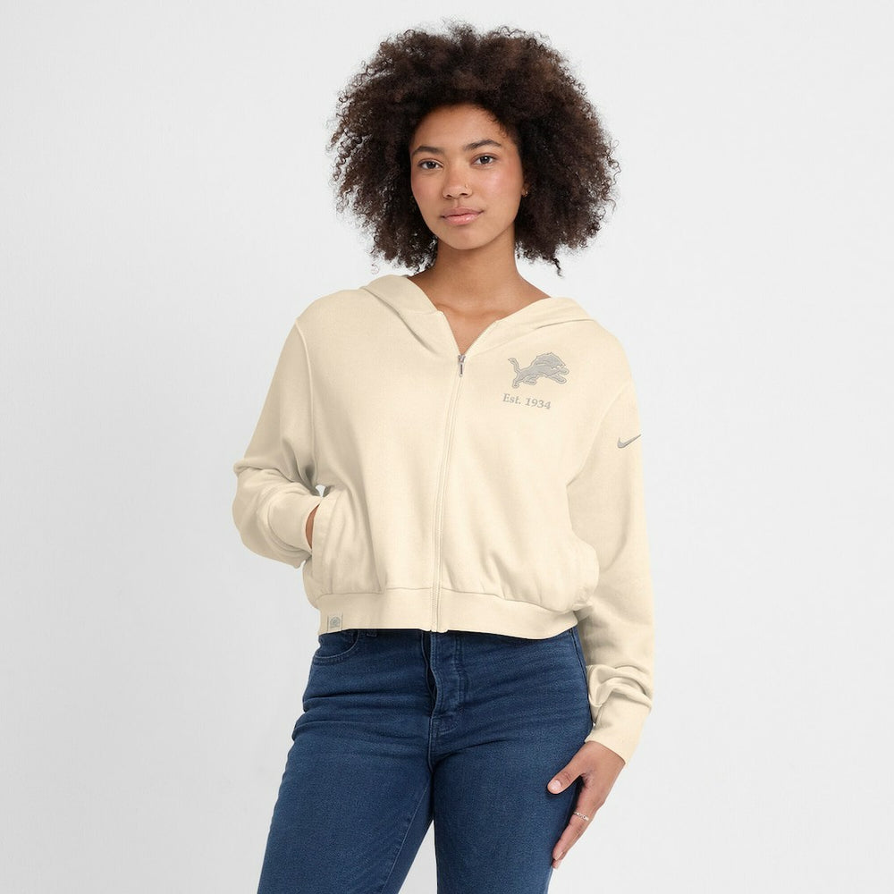 Women's Glory Cropped Full-Zip Hoodie - Detroit Lions