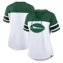 Women's Athena Rhinestone Lace-Up V-Neck T-Shirt - New York Jets
