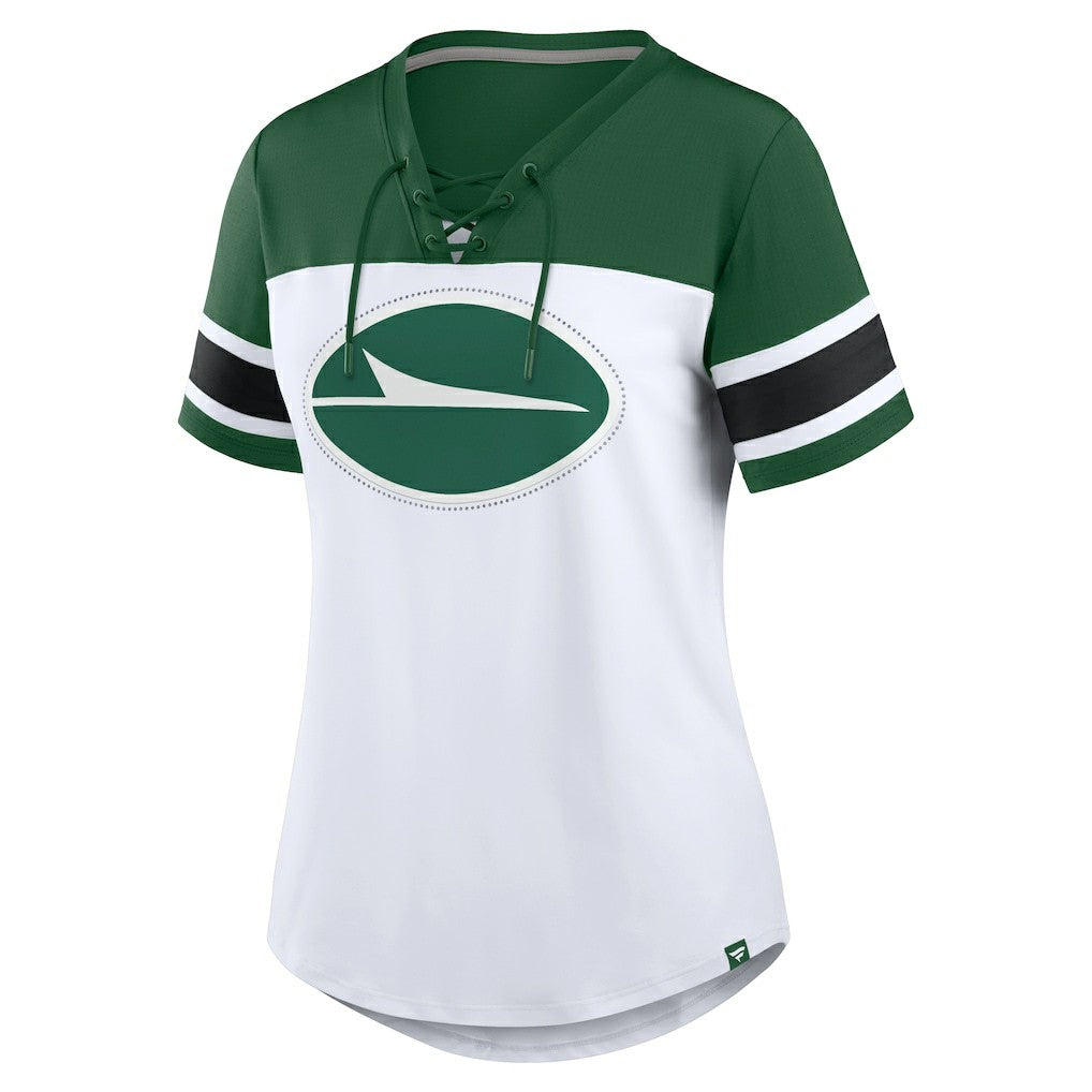 Women's Athena Rhinestone Lace-Up V-Neck T-Shirt - New York Jets