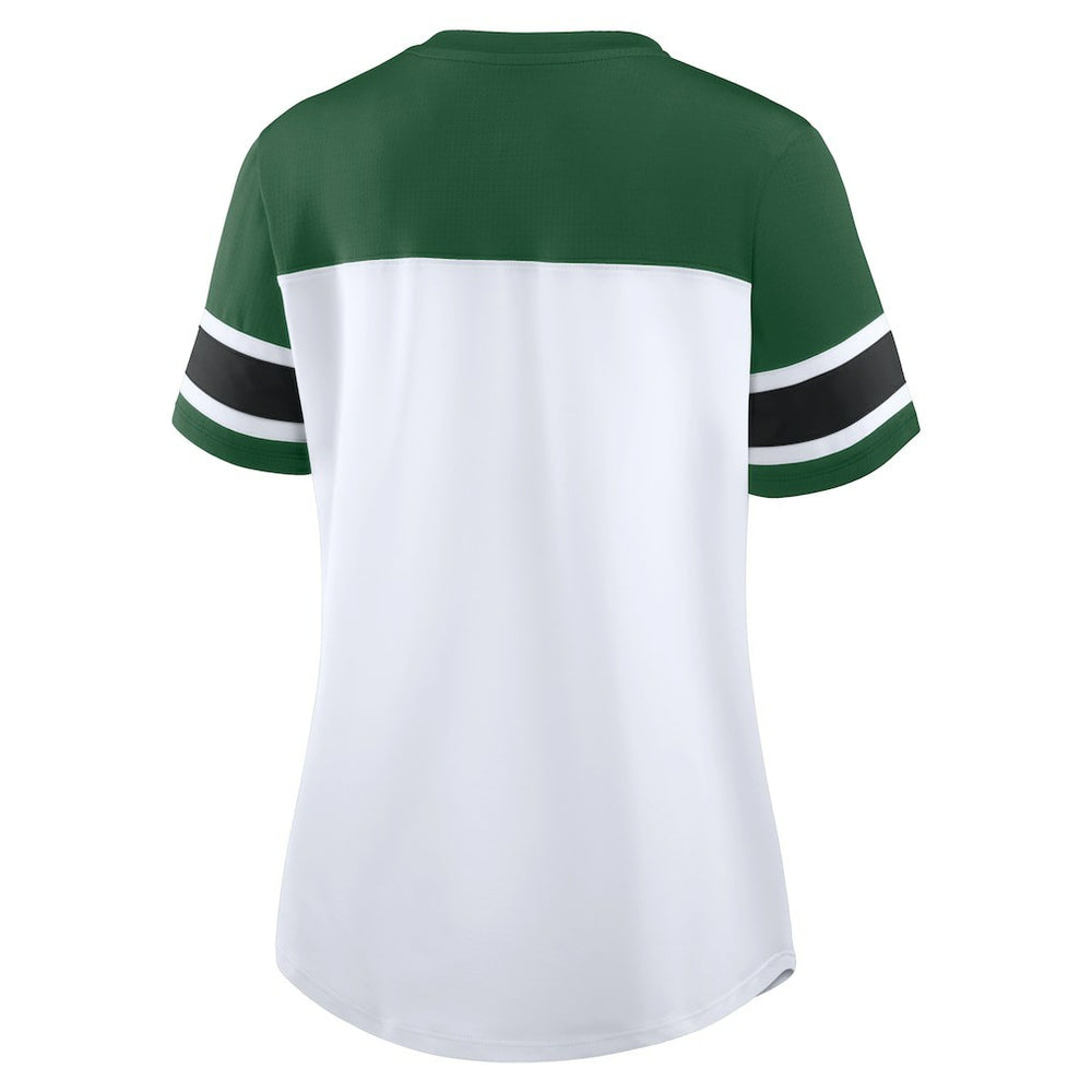 Women's Athena Rhinestone Lace-Up V-Neck T-Shirt - New York Jets
