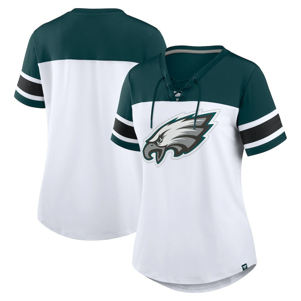 Women's Athena Rhinestone Lace-Up V-Neck T-Shirt - Philadelphia Eagles