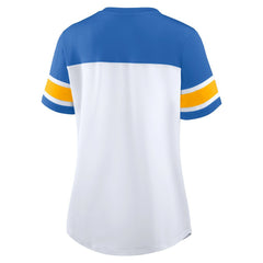 Women's Athena Rhinestone Lace-Up V-Neck T-Shirt - Los Angeles Chargers