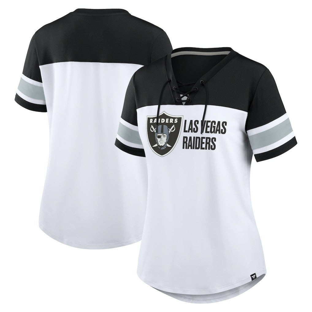 Women's Athena Lace-Up V-Neck T-Shirt - Las Vegas Raiders