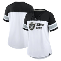 Women's Athena Lace-Up V-Neck T-Shirt - Las Vegas Raiders