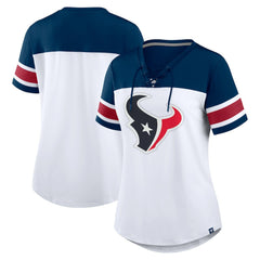Women's Athena Rhinestone Lace-Up V-Neck T-Shirt - Houston Texans