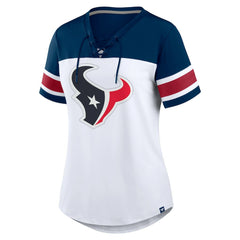 Women's Athena Rhinestone Lace-Up V-Neck T-Shirt - Houston Texans