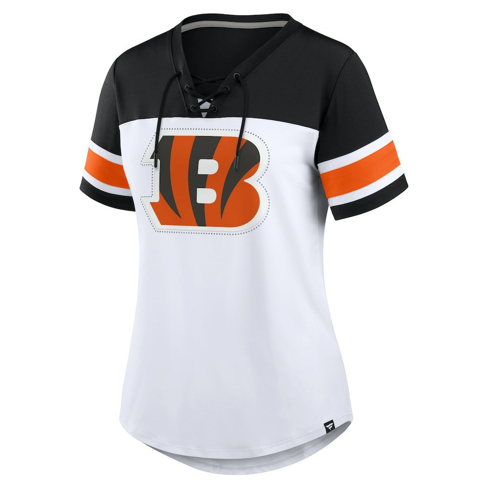 Women's Athena Rhinestone Lace-Up V-Neck T-Shirt - Cincinnati Bengals