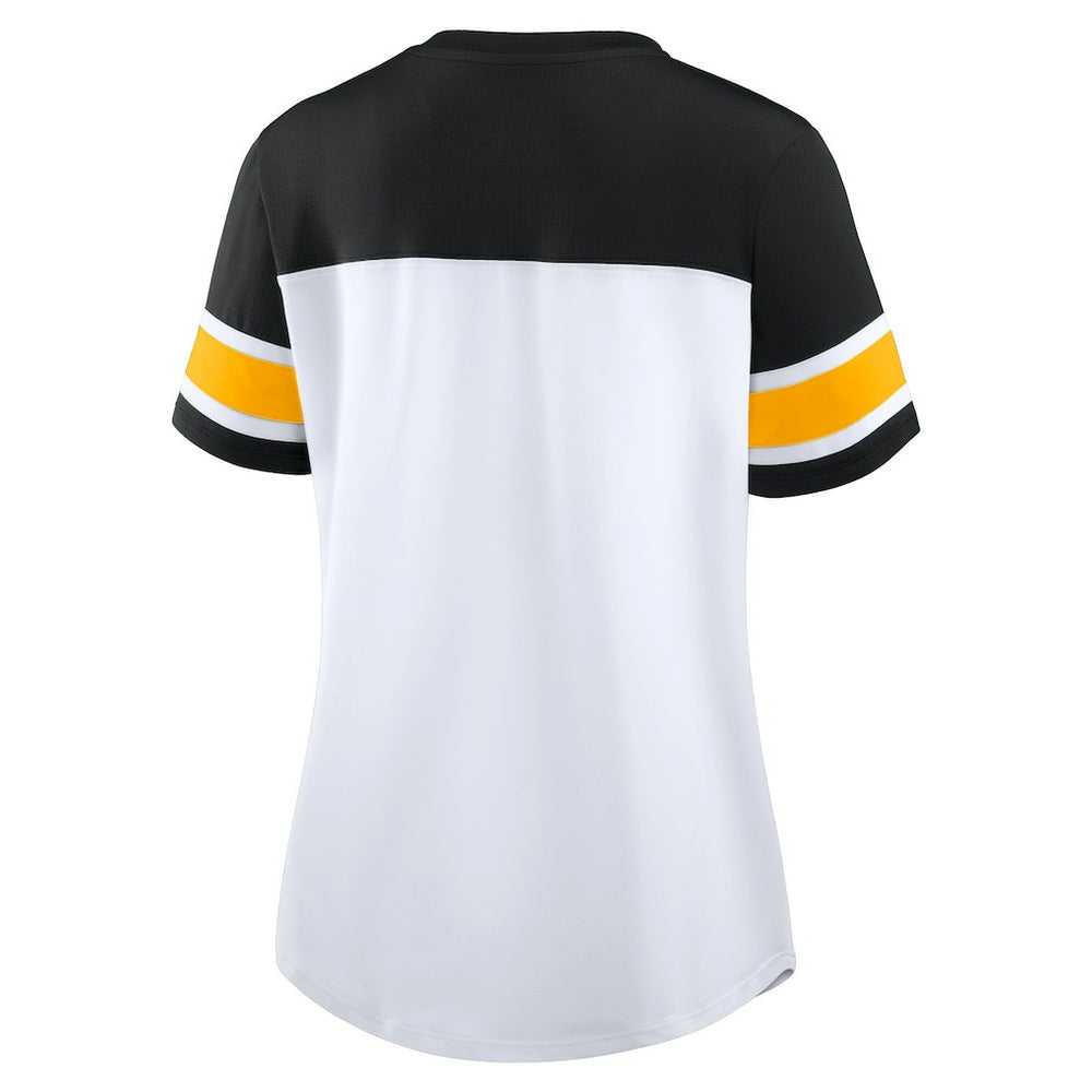 Women's Athena Rhinestone Lace-Up V-Neck T-Shirt - Pittsburgh Steelers
