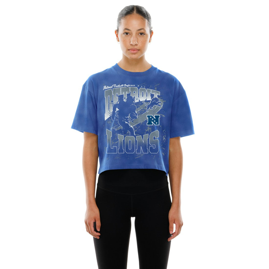 Women's Cropped Boxy Sport Classics Mineral Wash T-Shirt - Detroit Lions