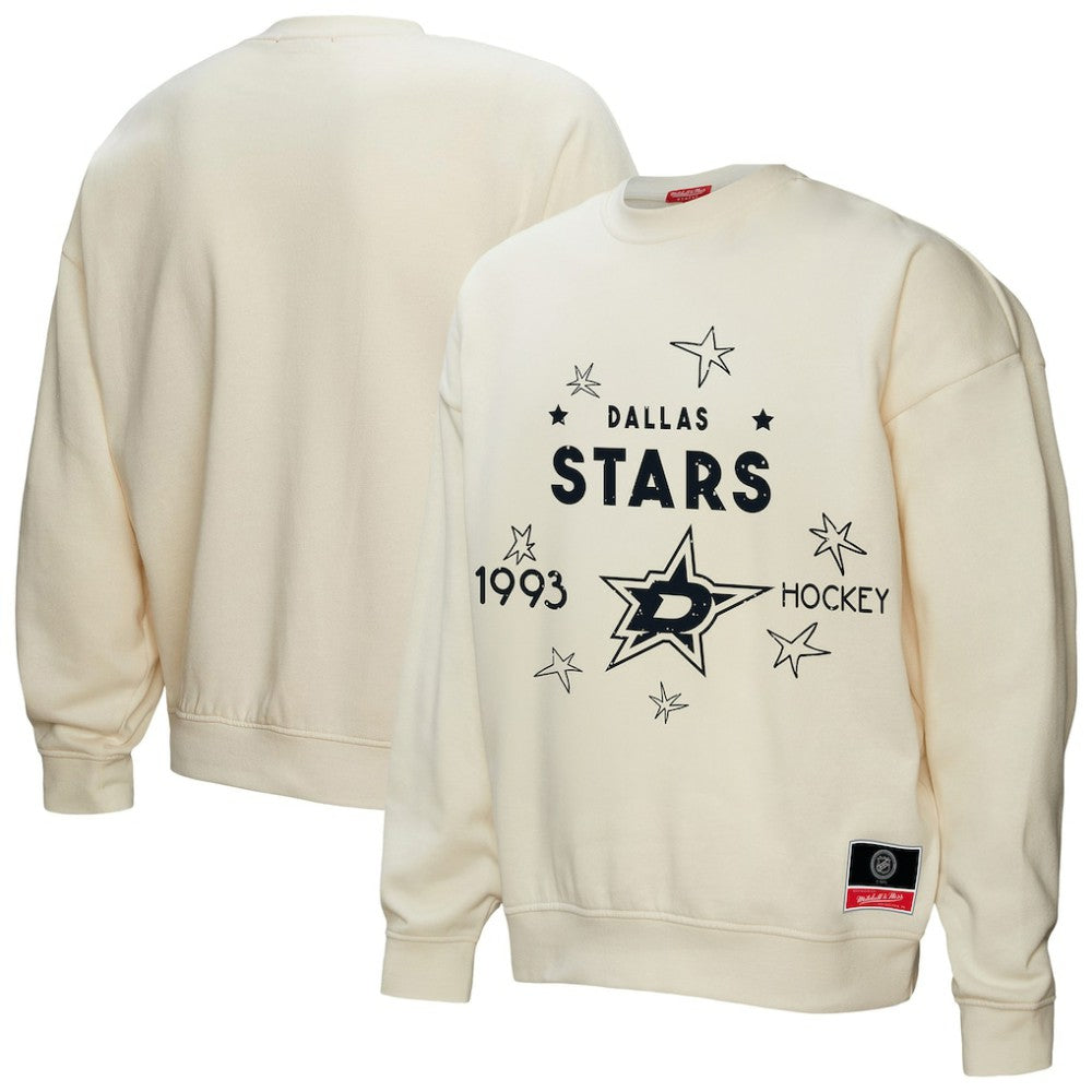 NHL Cream Dallas Stars Mitchell & Ness Women's Logo 3.0 Pullover Sweatshirt