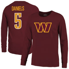 Jayden Daniels  Majestic Threads Name & Number Non-Distressed Long Sleeve T-Shirt - Washington Commanders