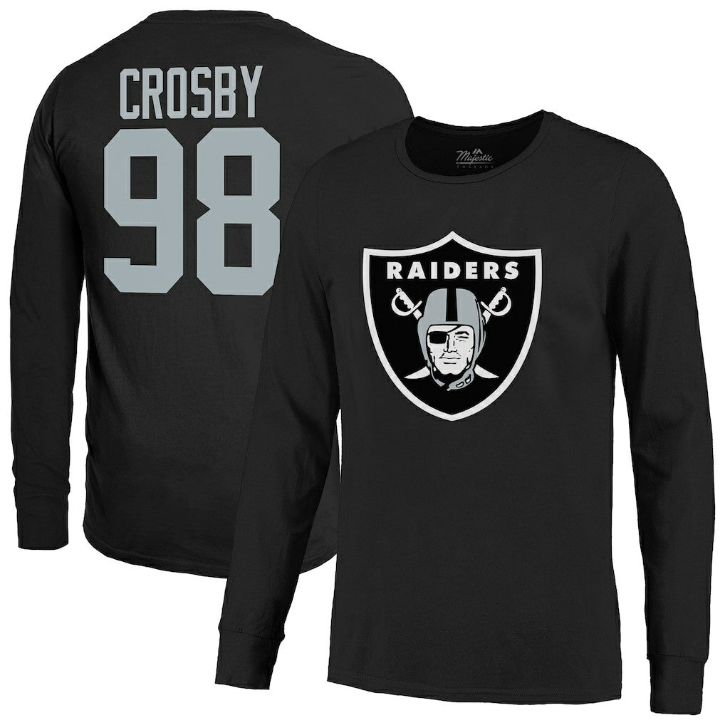Maxx Crosby  Majestic Threads Name & Number Non-Distressed Long Sleeve T-Shirt - Las Vegas Raiders