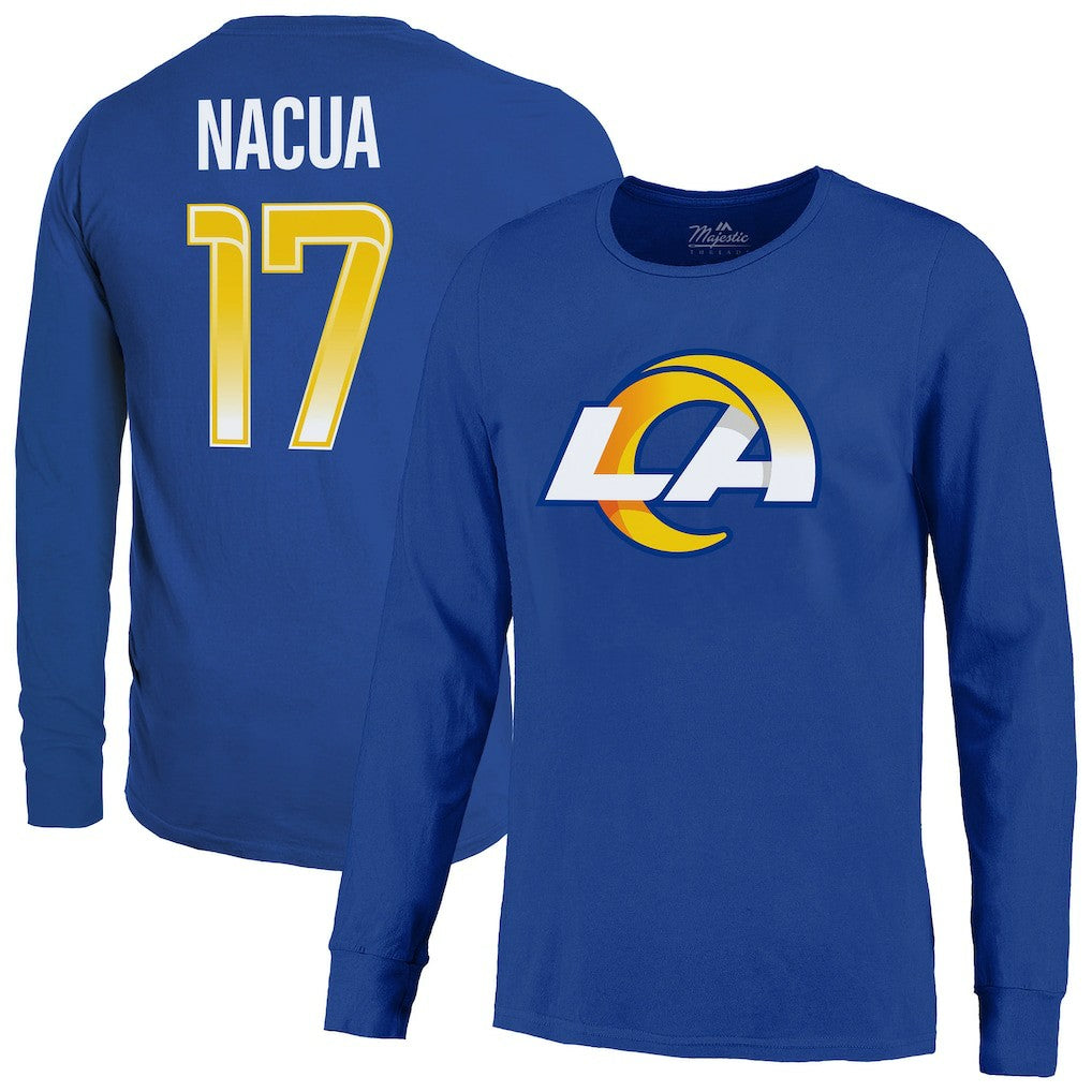 Puka Nacua  Majestic Threads Name & Number Non-Distressed Long Sleeve T-Shirt - Los Angeles Rams
